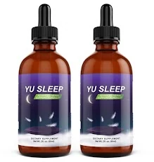 Yu Sleep liquid sleep support drops — two bottles, nano-enhanced formula for staying asleep through the night
